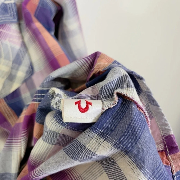 True Religion Plaid Men's Long Sleeve Snap Button Western Shirt - Picture 11 of 16